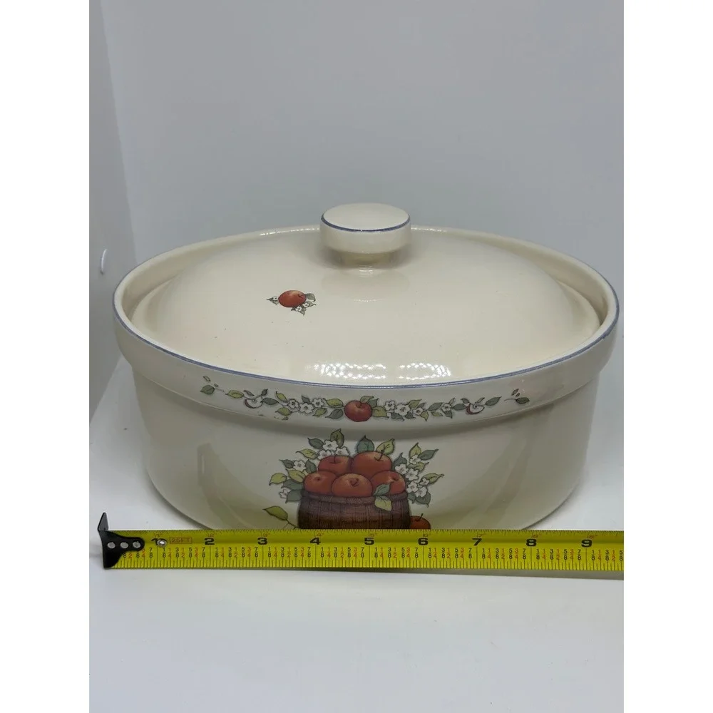 VTG International China Co Casserole Dish Cream Apple Orchard Susan Winget 1995